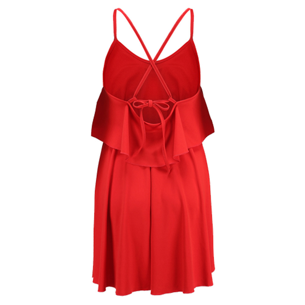 Summer Women Solid Color Backless Pleated Sexy Ruffles Slim Dress Women