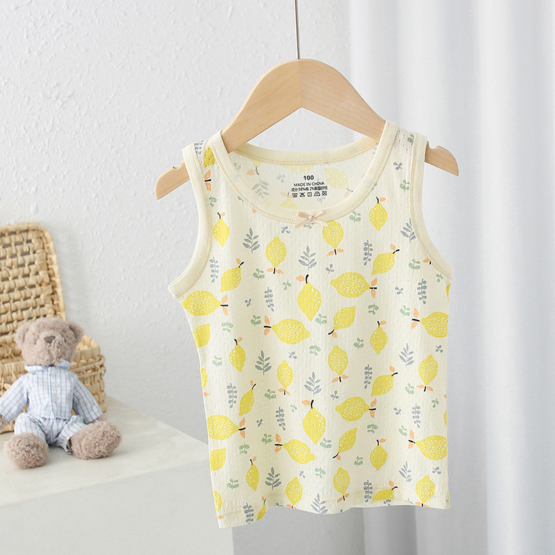 Chaleco de algodón para niños de clase A, sin hueso y sin mangas, fondo de bebé, chaleco fino en forma de corredor, uso exterior, cuello redondo jacquard, verano
