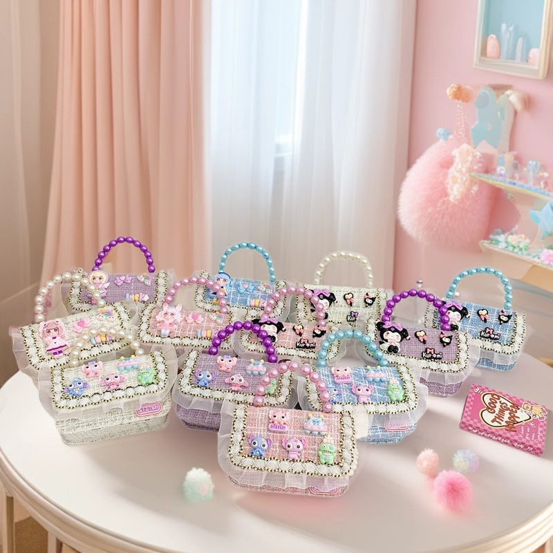Niñas lindas bolsas de mano de perlas de princesa cadenas extranjeras bolsas de cinturón para niños bolsas de hombro de cambio de dibujos animados para niñas