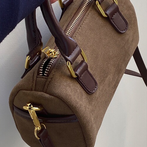 Korean Autumn/Winter New Retro Faux Fur Single Shoulder Crossbody Small Bag with Color Block Pillow Bag Boston Women's Handbag