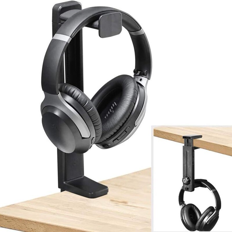 Private model headset bracket 360-degree rotating clip-on height adjustable multifunctional headset desktop hook