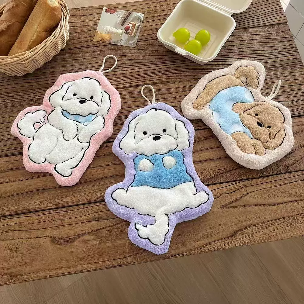 Подвесное утолщенное супер впитывающее милое мультяшное полотенце для рук, коралловое бархатное маленькое квадратное полотенце для кухни и ванной комнаты двойного назначения