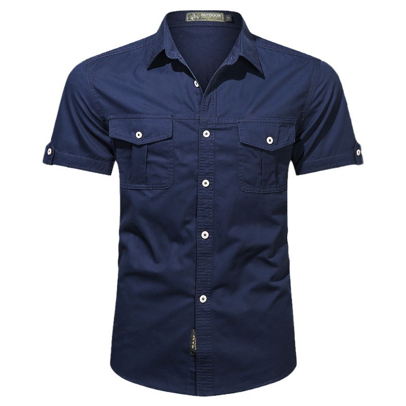 Camisas de hombre transfronterizas de verano de hombre de manga corta, camisas militares de nuevo tamaño grande, camisas casuales coreanas, camisas delgadas