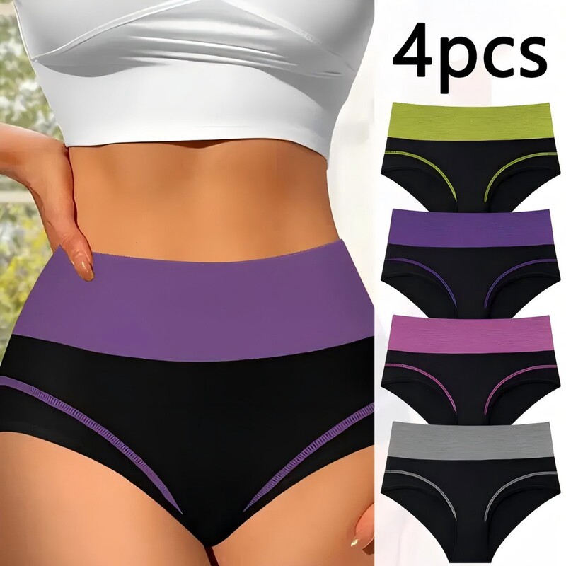 Amazon Women's High-Waisted Seamless Underwear Is Moisture-Wicking, Breathable, with Contrasting Color Design and Soft Fabric, Suitable for Everyday Wear