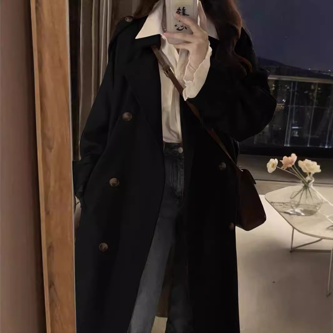 风衣外套女新款春秋英伦风中长款小个子早秋高级感卡其色大衣