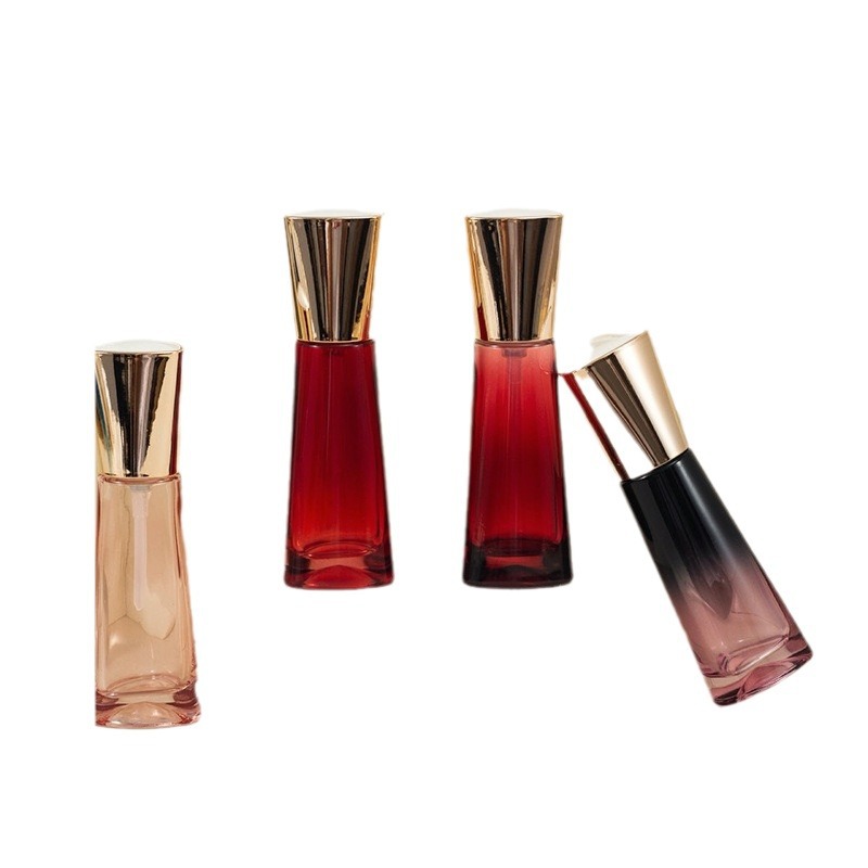 Nuevo 30ml triángulo de presión tipo esencia base botella líquida multicolor vidrio cónico botella cosmética