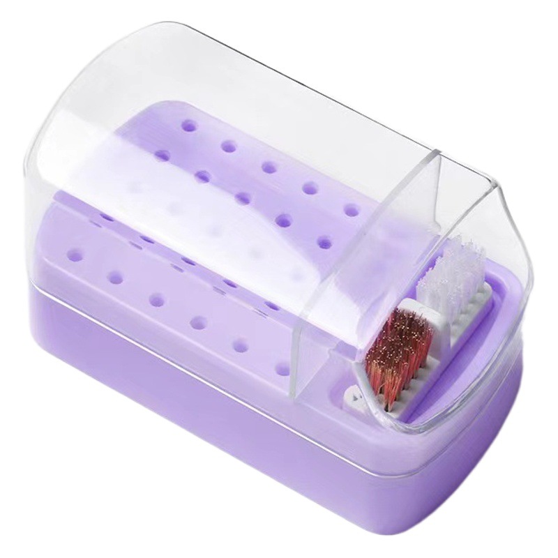 Transfronteriza nueva manicura 30-agujero de molienda cabeza de almacenamiento de limpieza dos-en-uno manicura de molienda caja de la cabeza de limpieza caja de exhibición de polvo