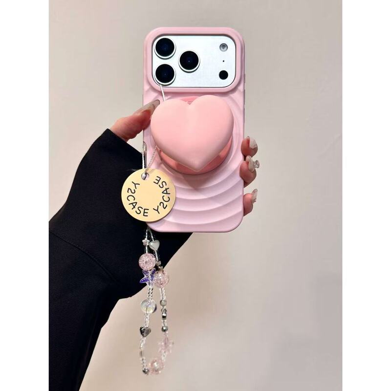 Wave Magnetic Shell·Ins Style Simple Pink Heart Mobile Phone Case Suitable for Iphone17 Series 16151413 Wave Magnetic Shell·Ins Style Simple Pink Heart Mobile Phone Case Suitable for Iphone17 Series 16151413