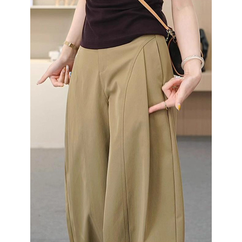 设计感西装阔腿裤女春秋季2025新款洋气宽松垂感直筒休闲贝斯裤子|undefined