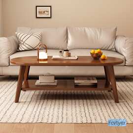 茶几客厅家用小户型中古风沙发边茶台新款简易出租房用双层小桌子