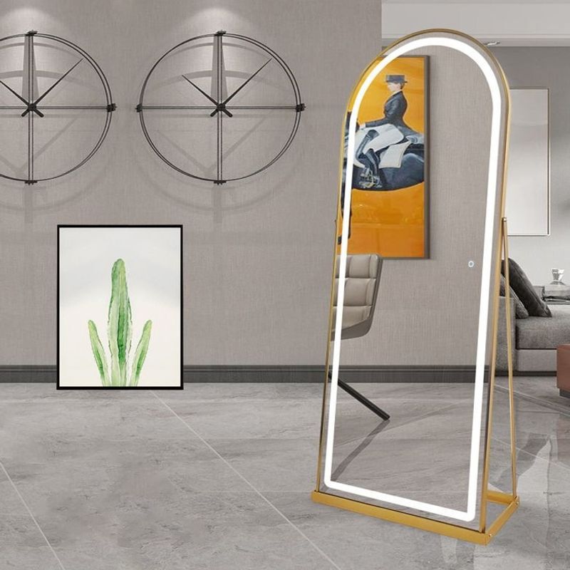 Barber Shop Mirror, Wall-Mounted and Floor-Standing Dual-Use Hair Cutting Mirror Station, Touch Screen Smart Switch, Illuminated Mirror, Full-Length Dressing Mirror