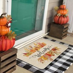 国境を越えた秋の感謝祭フロアマットハロウィン装飾厚みのあるフットマットホームエントランス玄関メープルリーフフロアマット卸売