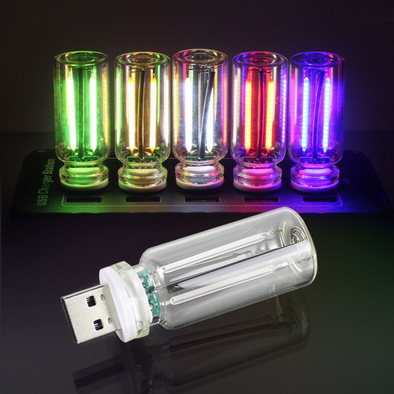 跨境LED触控小夜灯USB车载氛围灯玻璃瓶创意气氛灯床头浪漫触摸灯