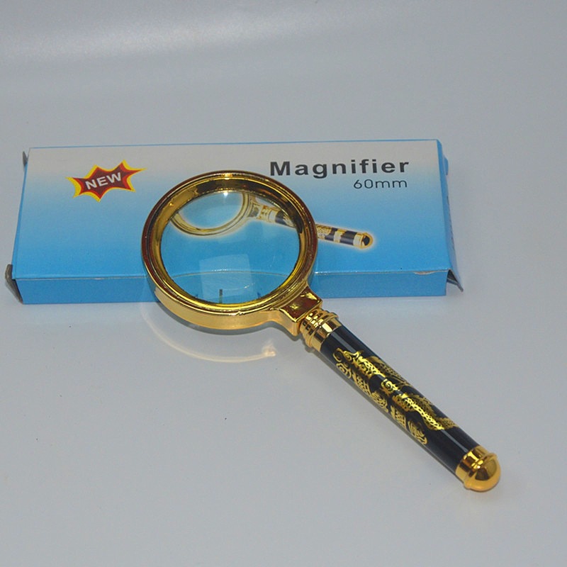 60mm 龙纹手柄放大镜 高清10倍老人阅读手持 珠宝玉石鉴定放大镜