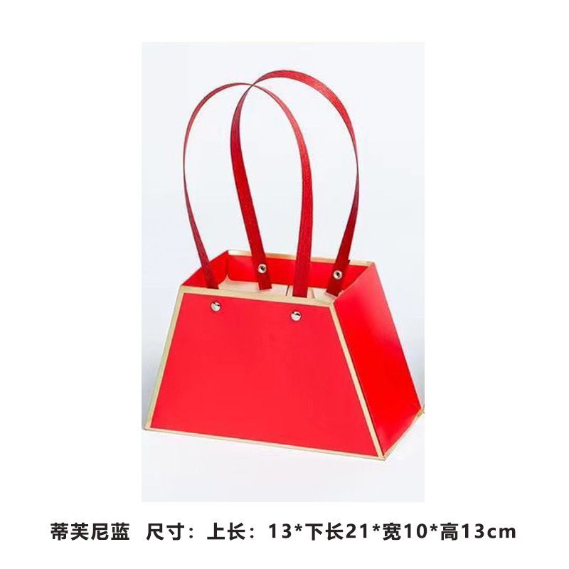 Bolsa de embalaje de flores transparente bolso trapezoidal cuadrado bolso de mango largo ramo de embalaje caja de regalo material de la tienda de flores