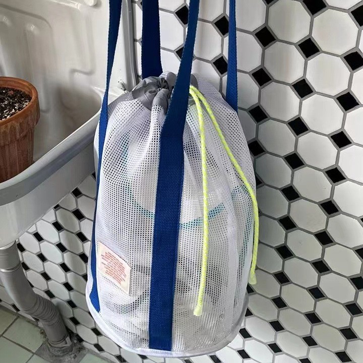 韓国ins休暇旅行ビーチバッグネット布ポケット大容量手提げ袋水泳通気ネット収納バッグ