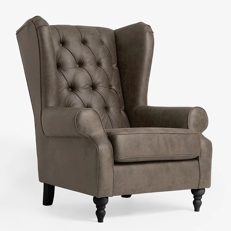 Tigre silla Silla de ocio americano retro pequeño apartamento salón balcón Hotel hebilla esmerilado tela cuero solo sofá