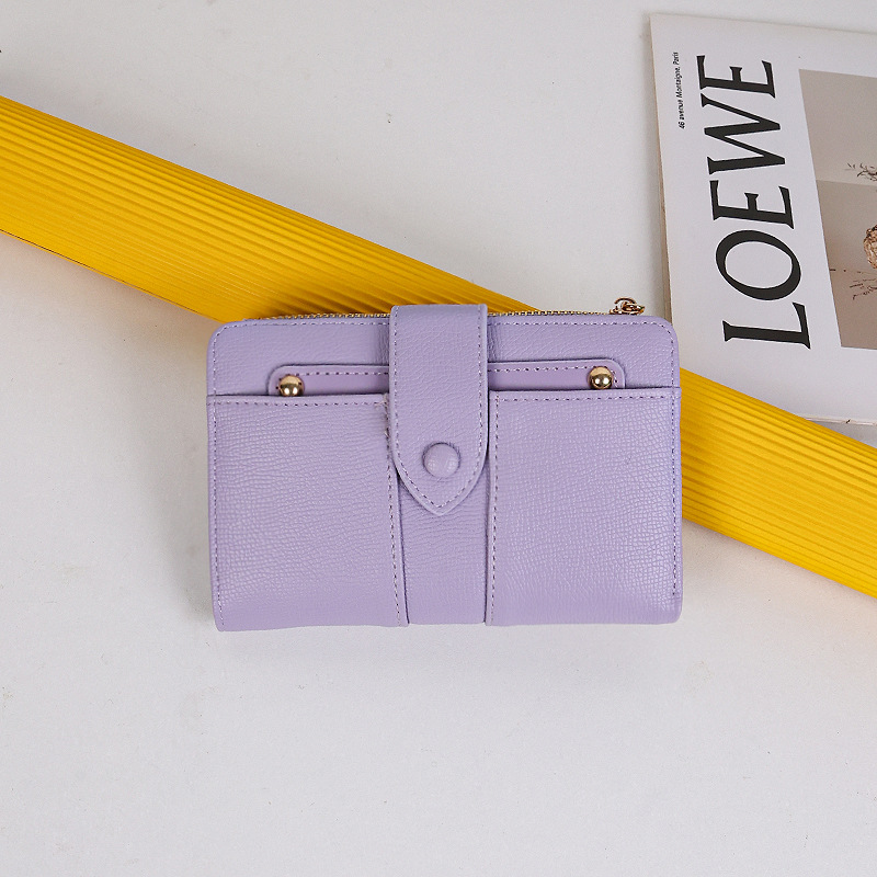 Fábrica de bolso al por mayor bolso de cambio corto de mujer japonés y coreano pequeño fresco bolso de tarjetas multifuncional hebilla cartera multifuncional