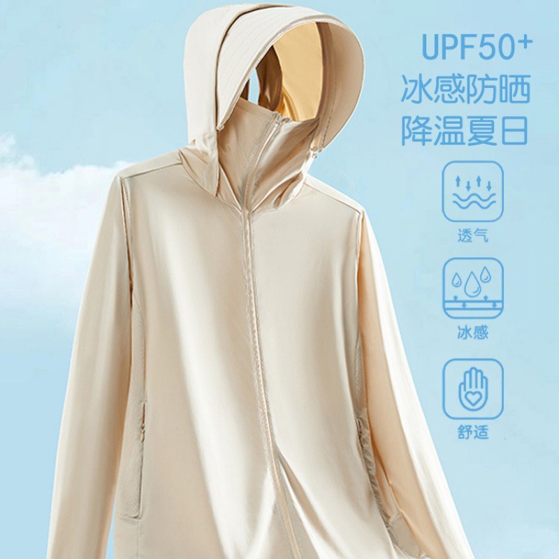 2024 ropa de protección solar de hilo original para mujeres desmontable sombrero de verano anti-UV upf50 + ropa de protección solar transpirable de seda de hielo para hombres image 1