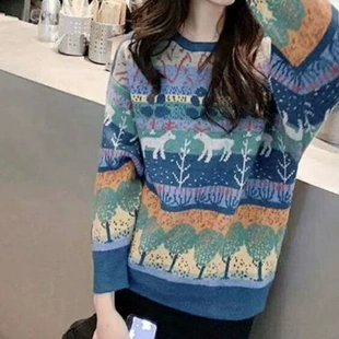 Winter retro sweater, Korean style, oversize