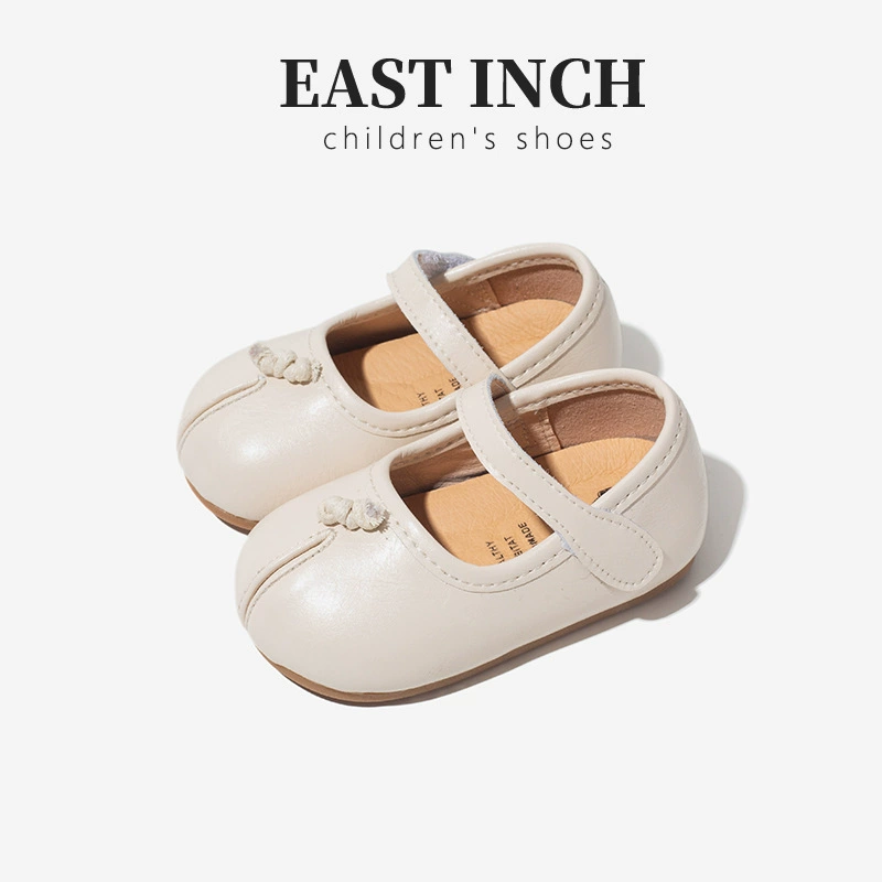 Натуральные кожаные туфли для девочек-принцесс, осенние балетки 2025 года, для детей 1-3 лет, мягкая подошва, маленькие кожаные туфли для малышей