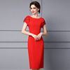 Nail Diamond Short Sleeve Waist Wrap to Show Thin Engagement Dress Skirt