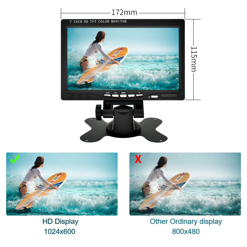 7/ 9inch Car Lcd Monitor, High-Definition with Car Reversing Camera Monitor and Car Monitoring Kit