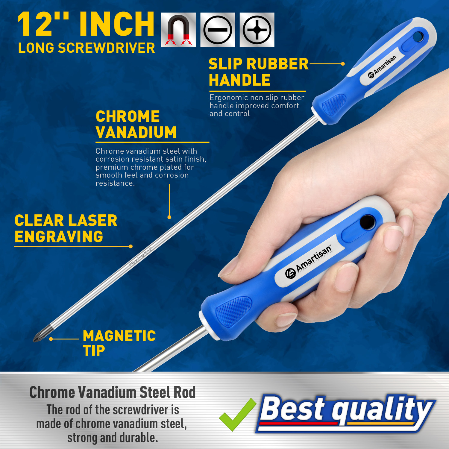 2 piezas de conjunto de destornillador, una cruz, herramienta de reparación multifuncional, mango de goma compuesto, una pieza de venta