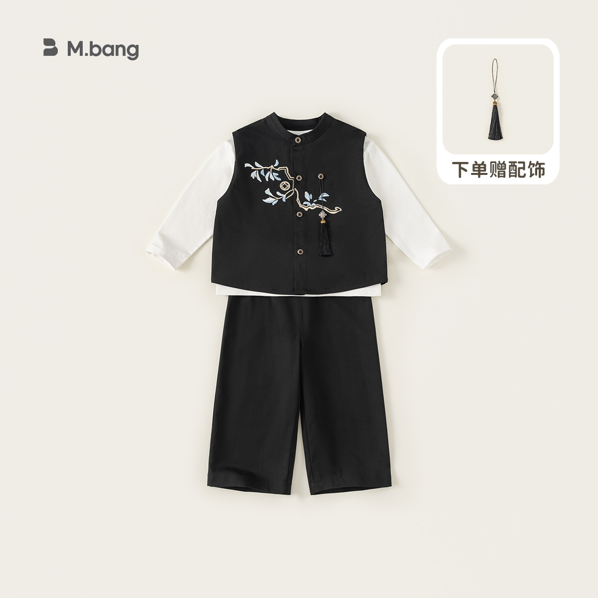 Yoobao ropa infantil para niños set de verano 2025 nuevo niño camiseta bordada de cuello para niños estilo nacional dos piezas set