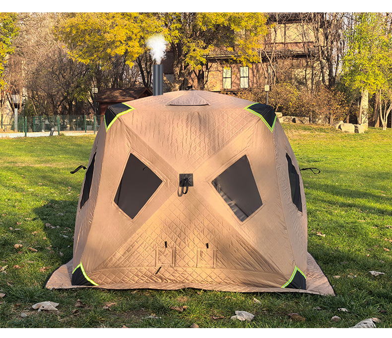 1-2 Person Flip Over Ice Fishing Shanty Thick Thermal Insulated Ice Fishing Tent Wind Resistant Portable Ice Shelter for Hardwater Fishing

