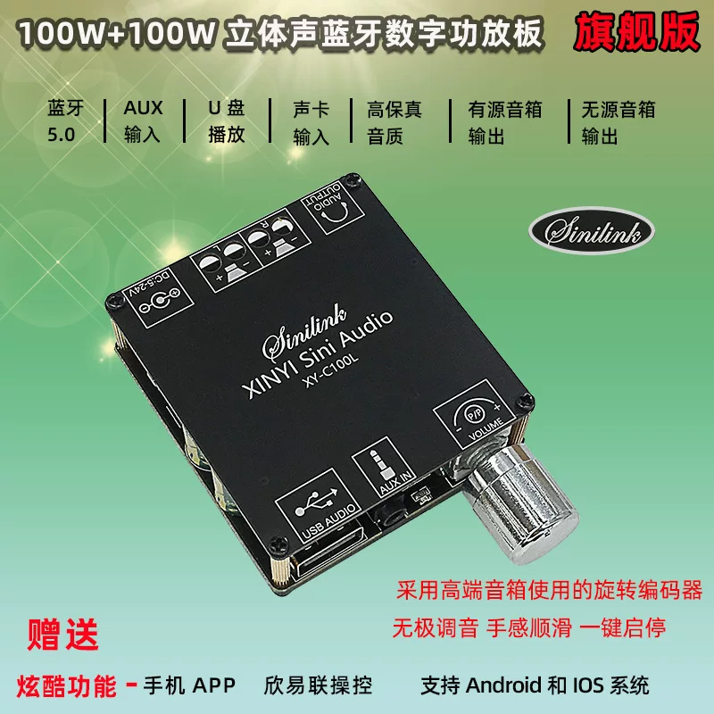 XINYISINIAUDIO100W стерео Bluetooth цифровой двуканальный двойной -канальный 360 -градусное настройка Wuye C100L