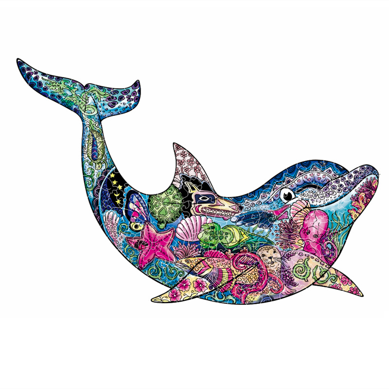 Lobo transfronterizo, león, animal, rompecabezas de madera en forma al por mayor, rompecabezas de madera irregular, juguetes de rompecabezas transfronterizos