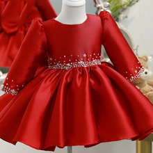 儿童礼服公主裙高端红色钢琴演奏礼服女童主持人生日周岁礼服夏季