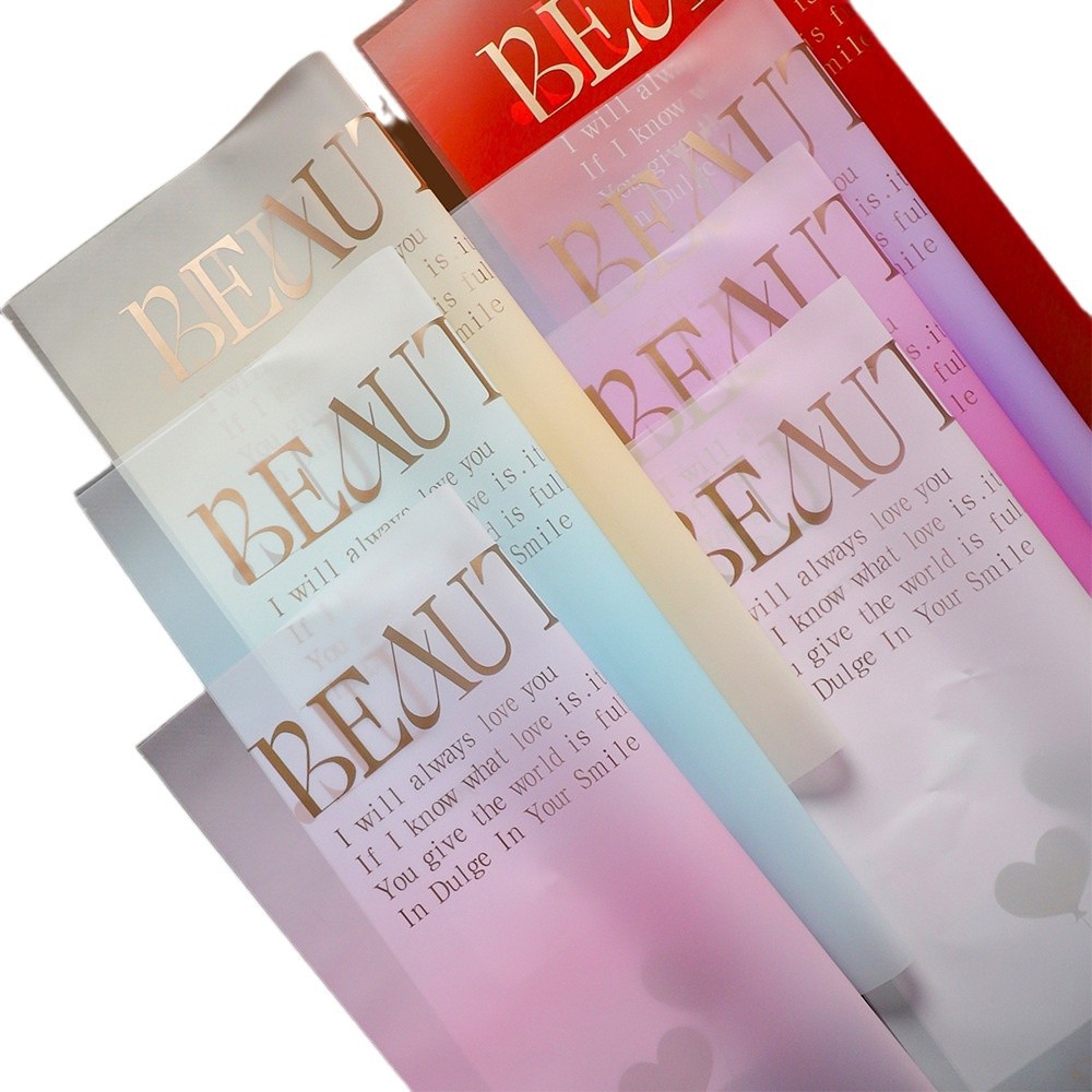 Li Zhi Ran estilo coreano estampado en oro Inglés papel de embalaje de regalos de flores impermeable día de San Valentín ramo de flores papel de envoltura