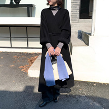 6216无领加长款高个子双面羊毛大衣秋冬A字版高级感宽松外套女