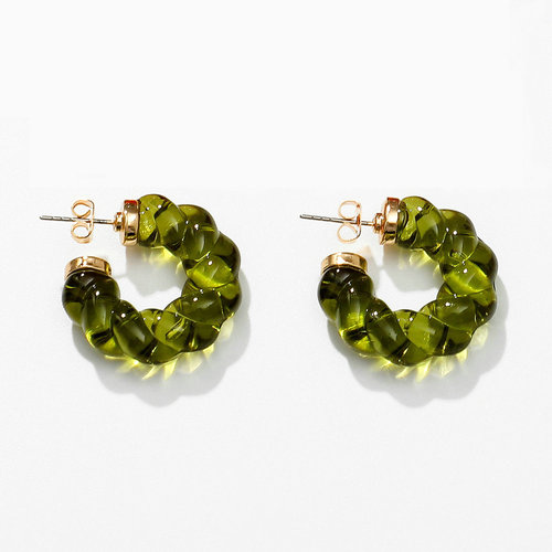 Minimalist Daily Jewelry Solid Color Transparent Resin C-shaped Earrings Women's Resin Twist Hoop Earrings