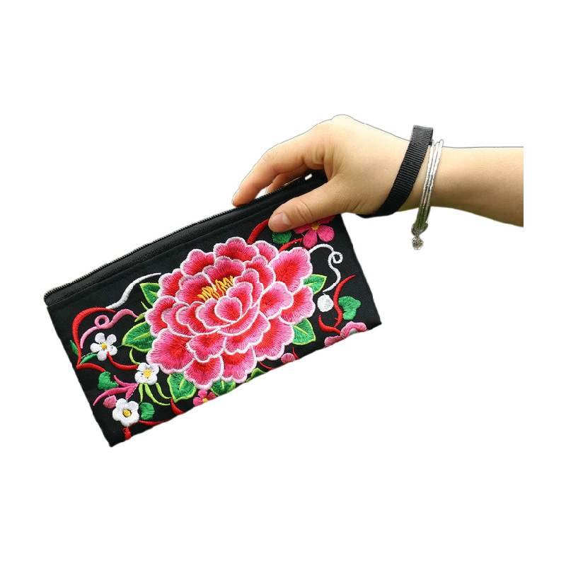 2020 nuevo Yunnan estilo étnico retro larga cartera embrague bolso de mano bordado fuente bienes de fábrica