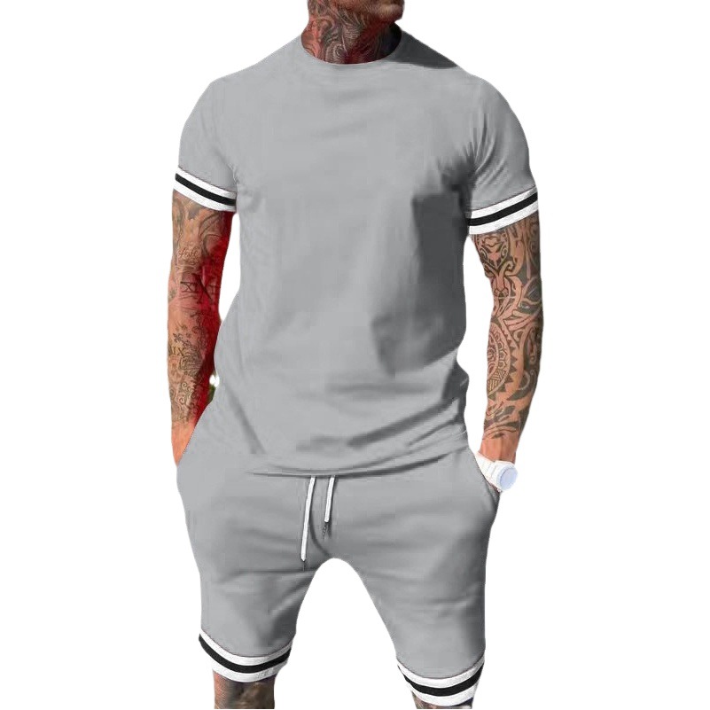 2024 estación independiente Amazon pantalones cortos de manga corta de dos piezas de ocio deportes juventud europeo y americano traje de primavera-verano