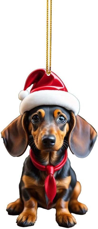 Transfronterizo nuevo perro de Navidad árbol de Navidad decoración colgante de acrílico plano regalo de Navidad decoración colgante