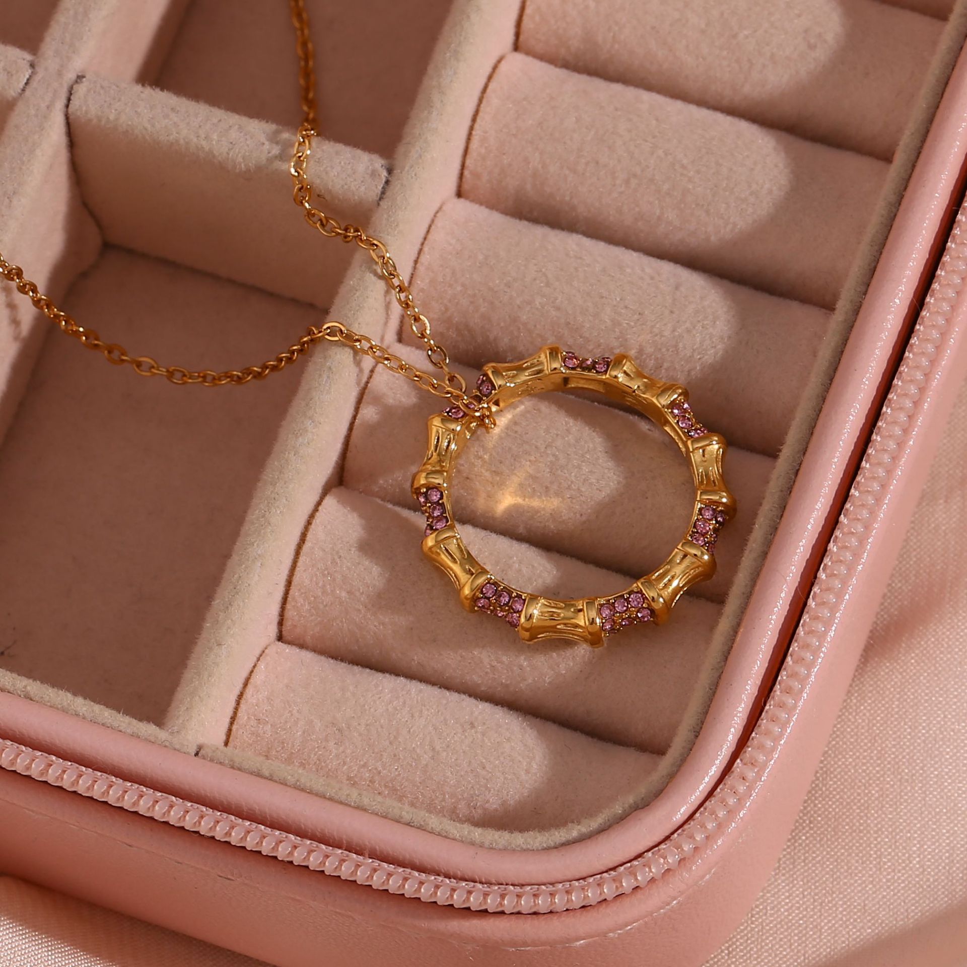 Bamboo Ring Micro-inset Zircon Pendant Necklace