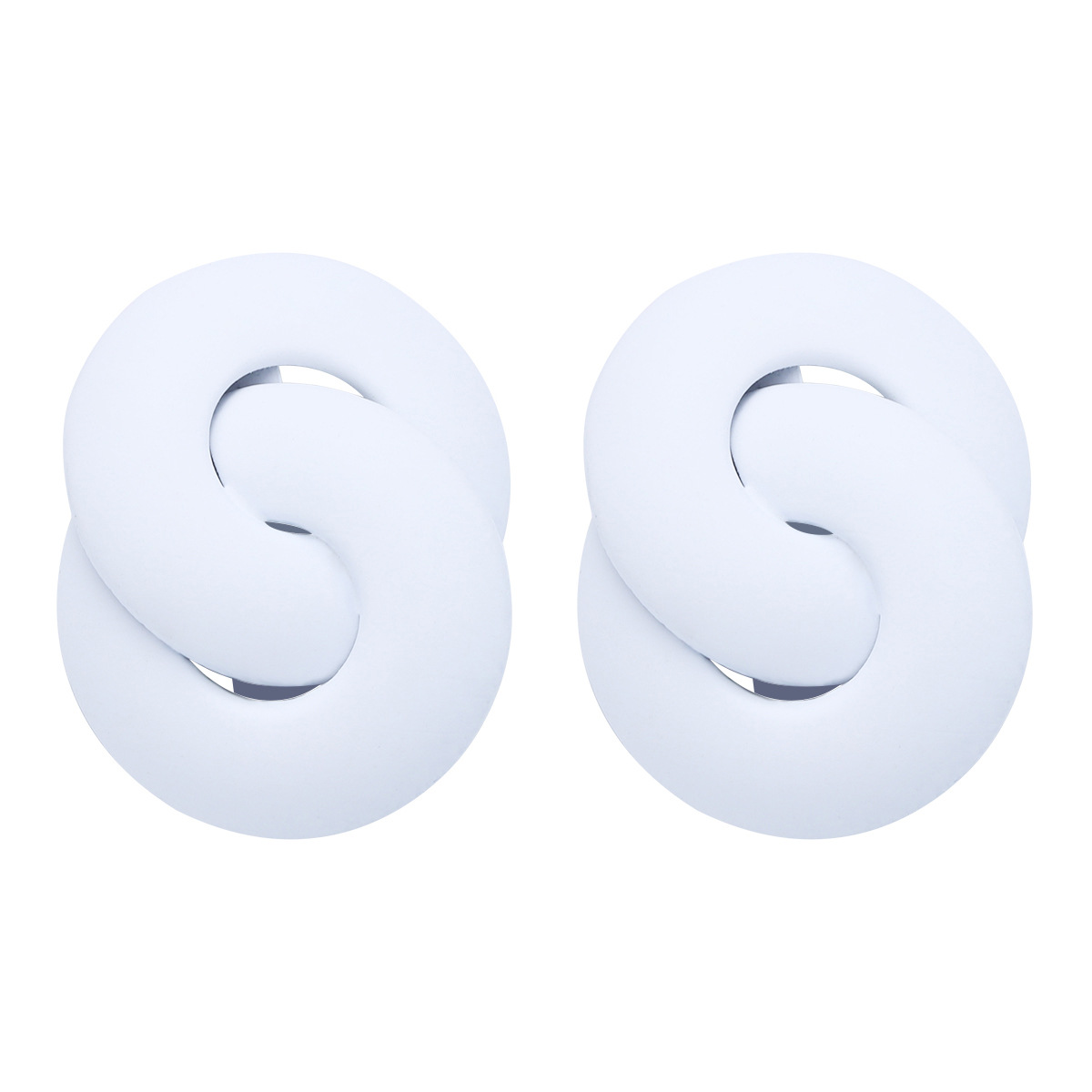 New sweet candy-colored metal double round stitching texture earrings