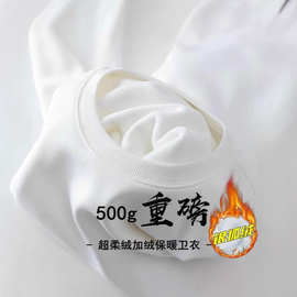 超柔银狐绒500g卫衣男秋冬加绒加厚圆领套头纯色休闲上衣高品质