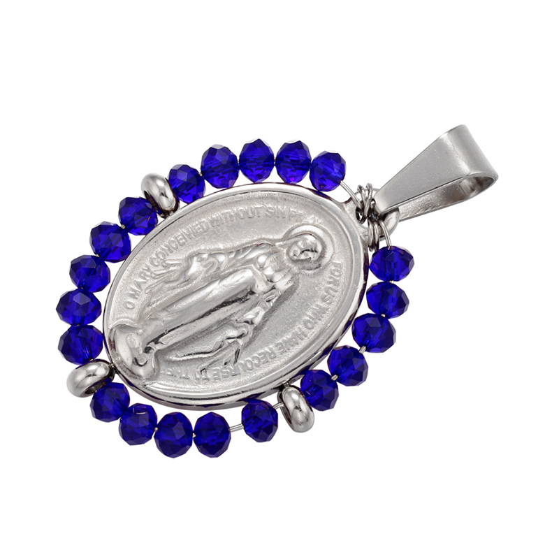 8g Weight 0.03µm Gold Plating Thickness Electroplating Gold Plating Process Pendant Jewelry Making Type 18K Gold Plated Plating Material Copper Material Virgin Mary Pattern Plating Craft White, Purple, Green, Gold, Black Color Copper 18K Gold Plated 16