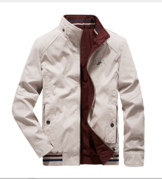 Chaqueta de doble cara de los hombres de primavera y otoño collar de pie suelta más el tamaño de mediana edad y anciano papá casual de doble cara chaqueta de ropa de trabajo