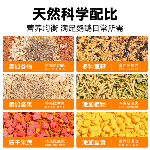 Bucca Star Parakeet Feed Xuanfeng Medium and Small Bird Food Freeze-dried Five-color Millet Millet Peony Bird Food 