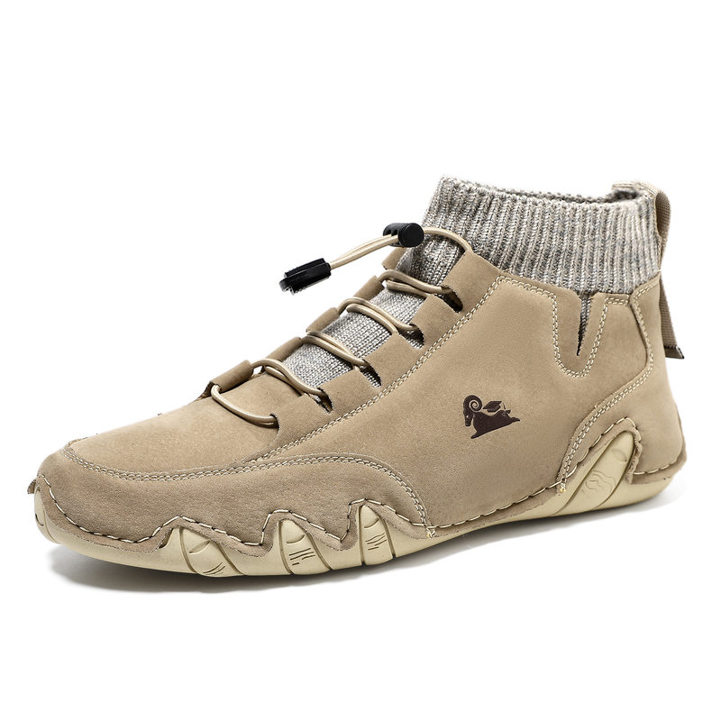 Bốt Martin cổ cao LDECK cổ vừa, thun co giãn, đế bằng, form unisex — C8007 kaki, C8007 màu xám, C8007 màu đen, C8007 đen M (kiểu lót nhung)