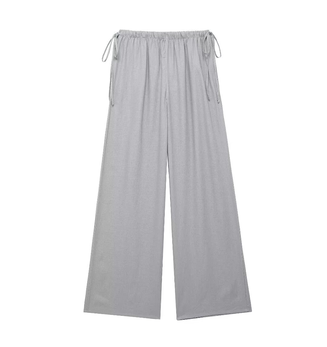2024 Summer New Collection Women's Linen Blended Wide Leg Pants_voghion.com