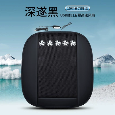 Cross-Border Car Seat Cushion, Summer Cooling and Ventilation Seat Cushion, Massage Breathable Cooling Fan, Car Ice Silk Cooling Pad (Cool pad) - 5-fan-square-pad-black-5v