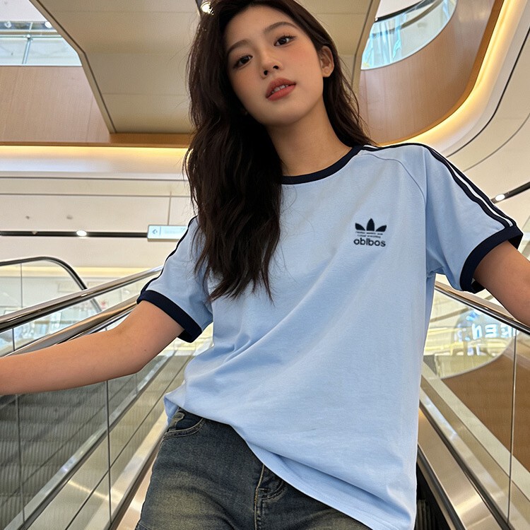 Cross-Border Clover Three-Stripe Round Neck Short-Sleeve T-Shirt for Men and Women, Couple's Loose Versatile Top, Summer Trendy Brand Clothing Cross-Border Clover Three-Stripe Round Neck Short-Sleeve T-Shirt for Men and Women, Couple's Loose Versatile Top, Summer Trendy Brand Clothing