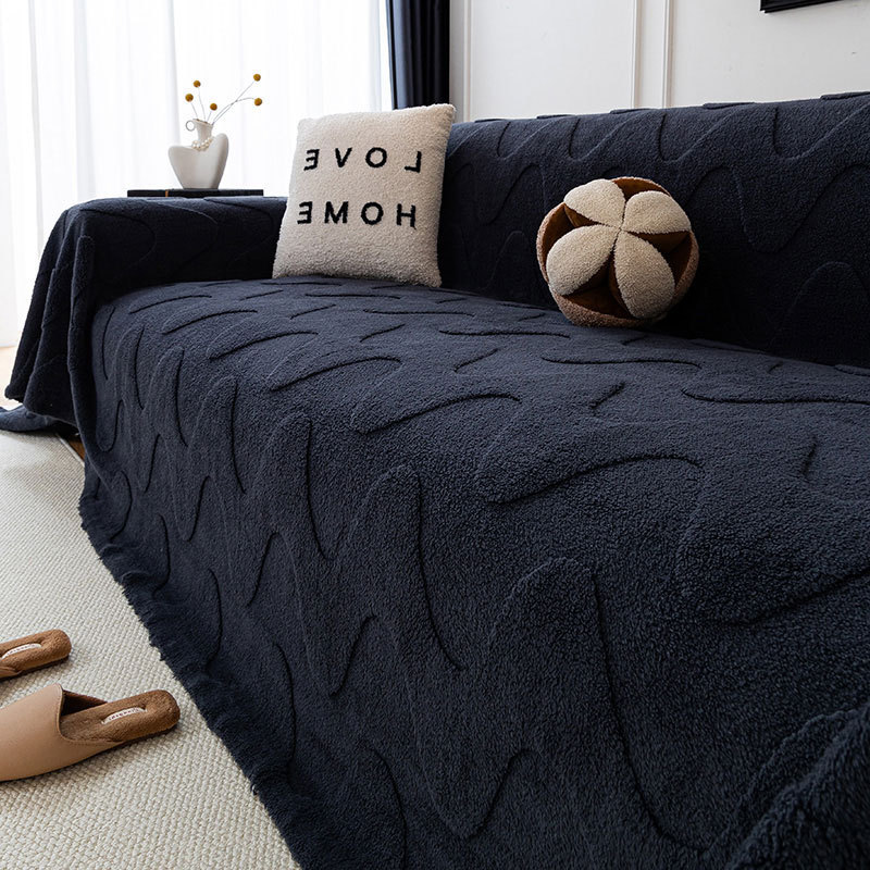Otoño y invierno toalla de sofá gruesa, almohadilla de sofá de color sólido, toalla de sofá antideslizante y resistente al desgaste, toalla de sofá antideslizante, invierno grueso